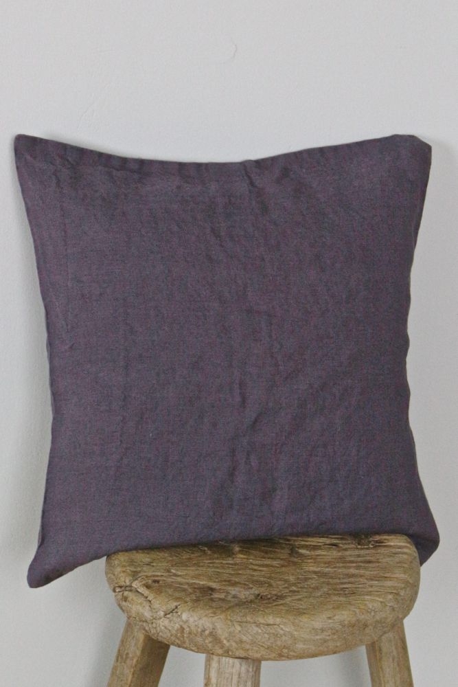 cushion cover stone washed linen brown purple Kissenbezug aus gewaschenem Leinen - Mokka