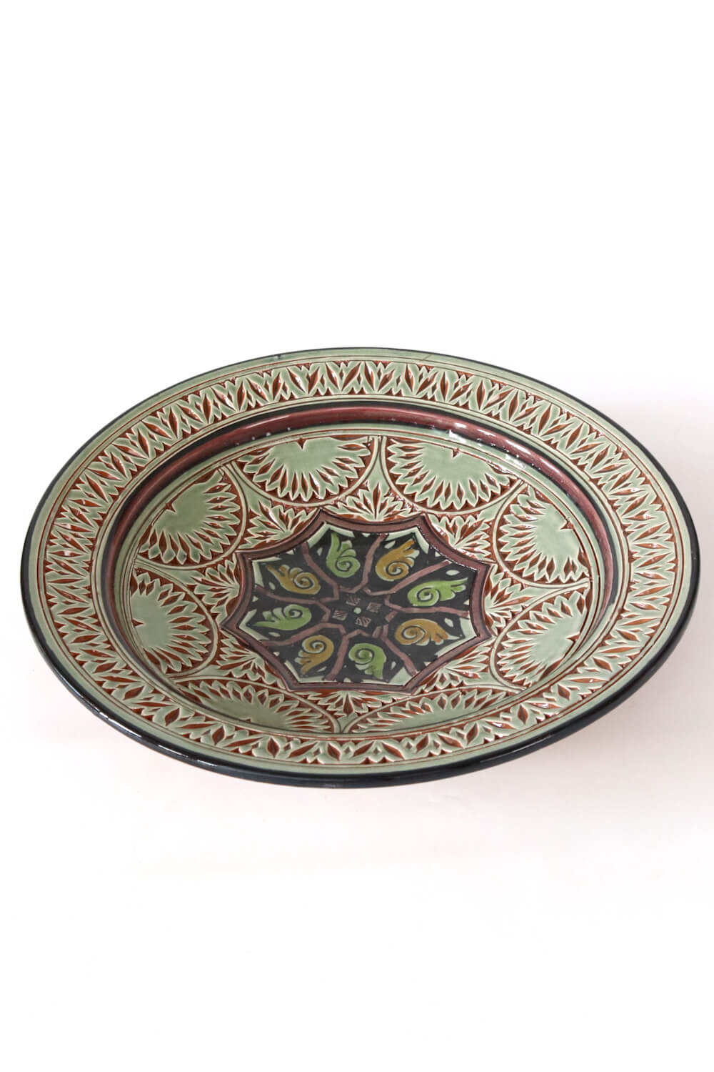 Keramik Teller grau mit Ornamenten ø 35 cm
