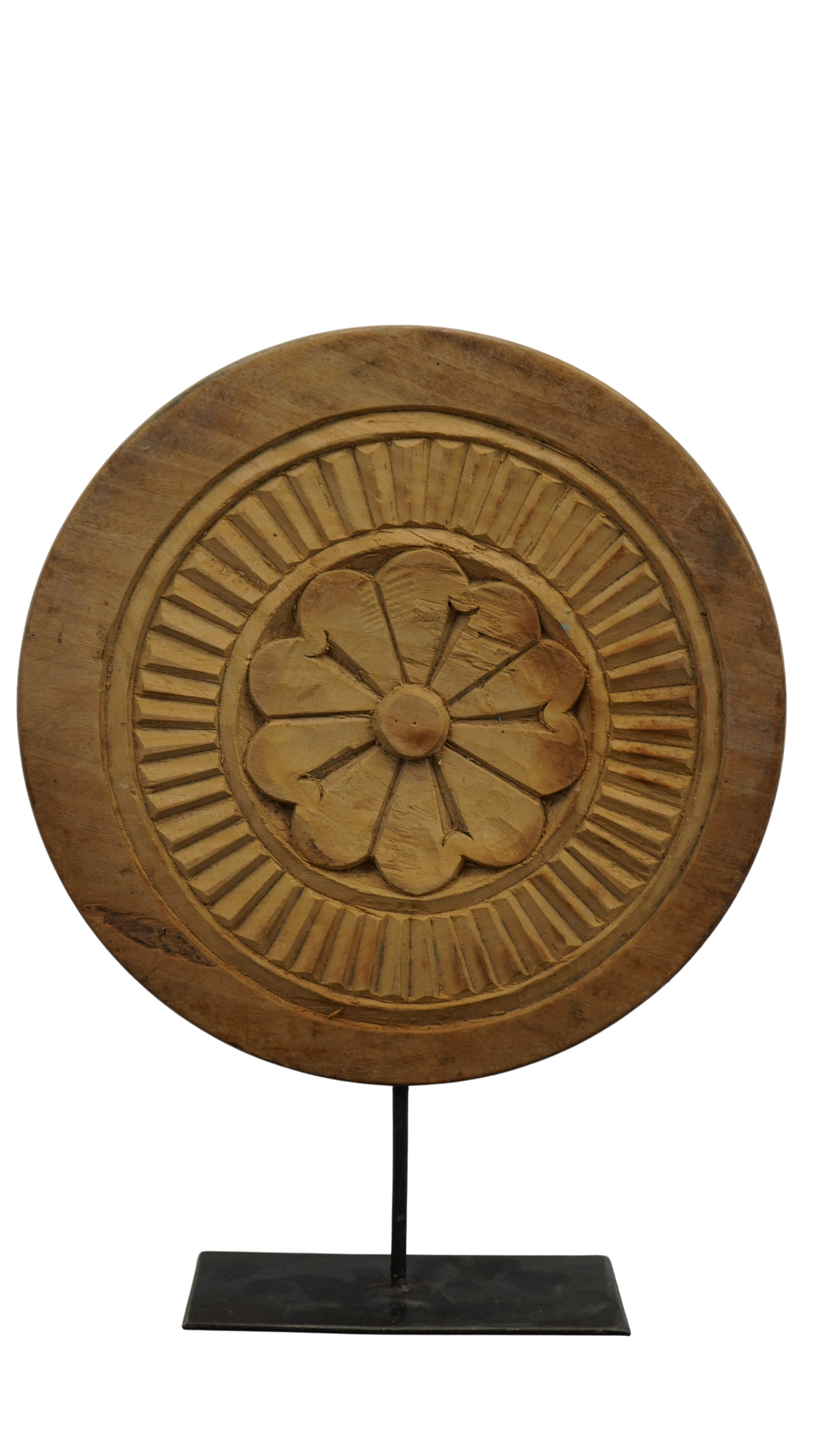 Antike Holzrosette auf Standfuß