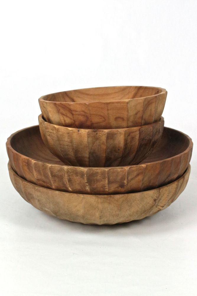 back Holzschale Teakholz handgeschnitzt, ø30 cm