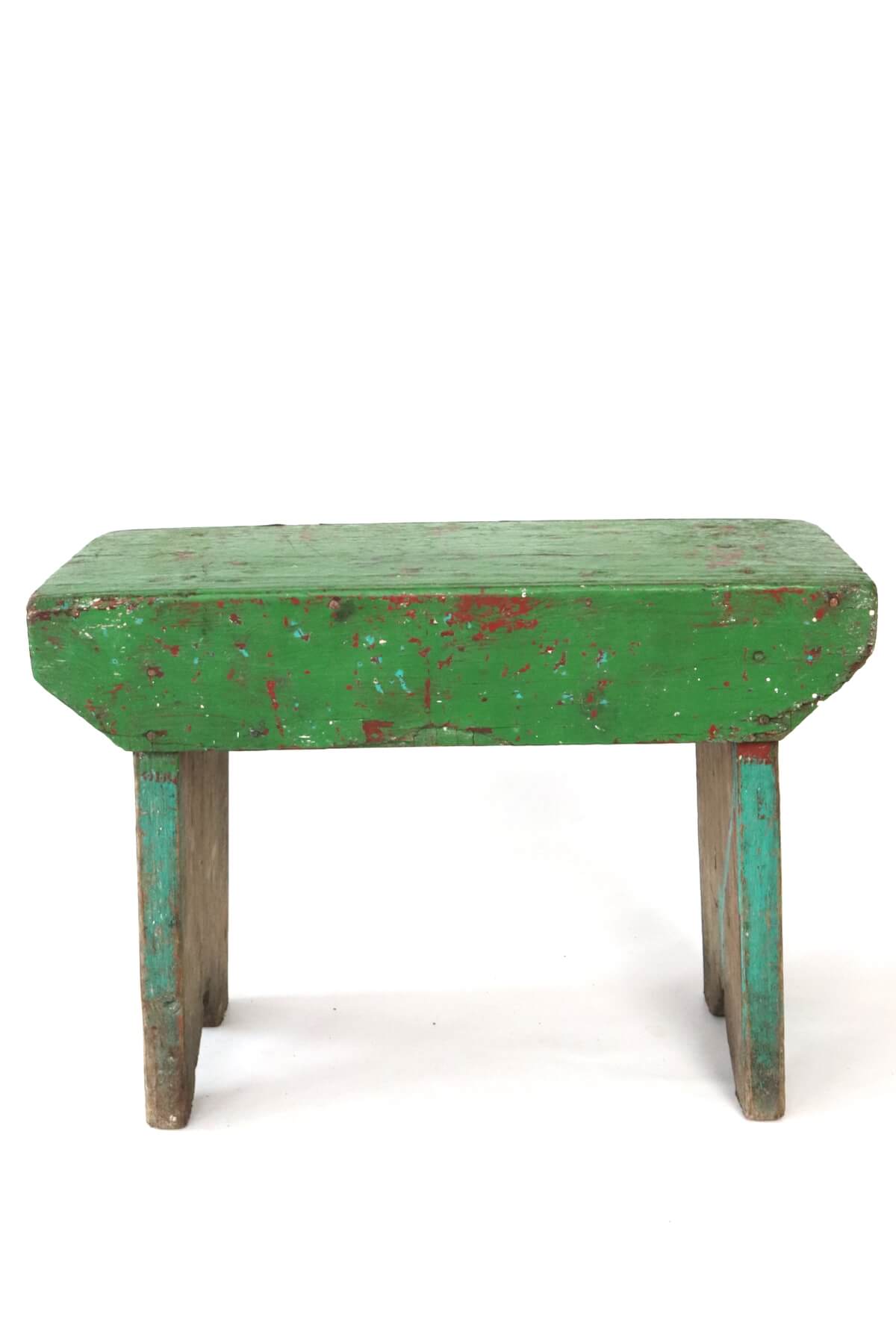 Antique wooden stool green
