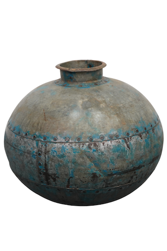 indische Metallvase mit blauer Farbe