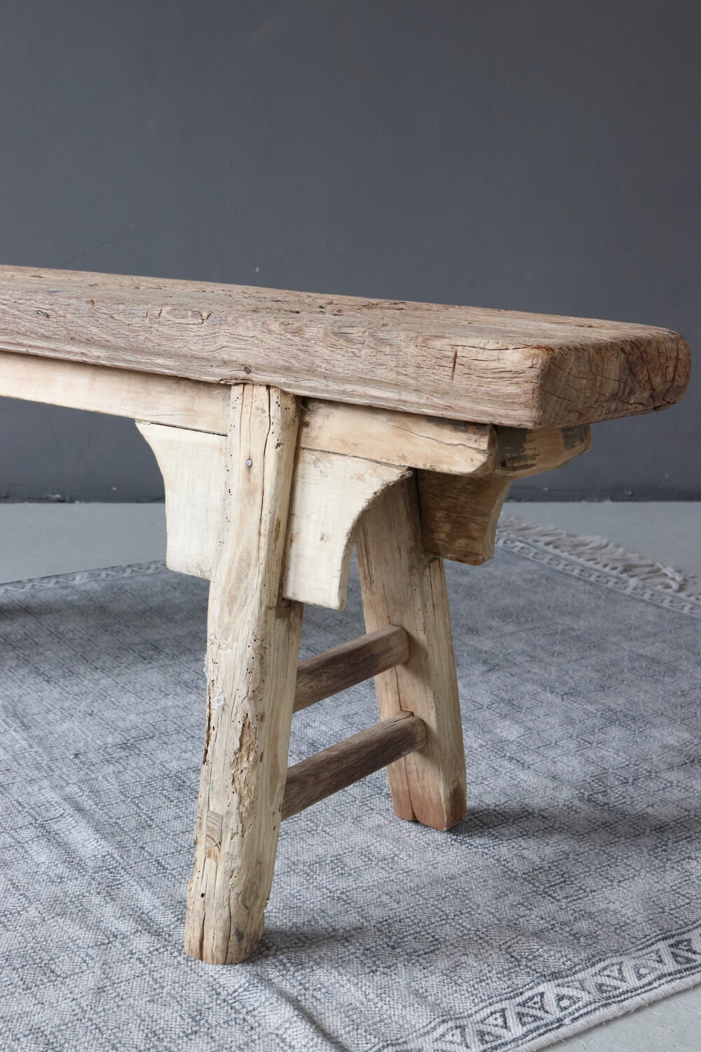 Handmade wooden bench antique 138 cm