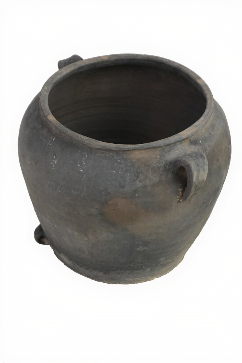 alter Terrakotta Topf grau, China 28xø34