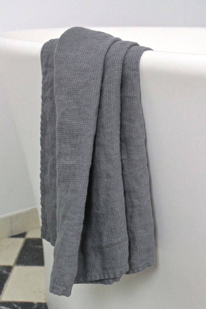 Großes Handtuch Waffelleinen, grau