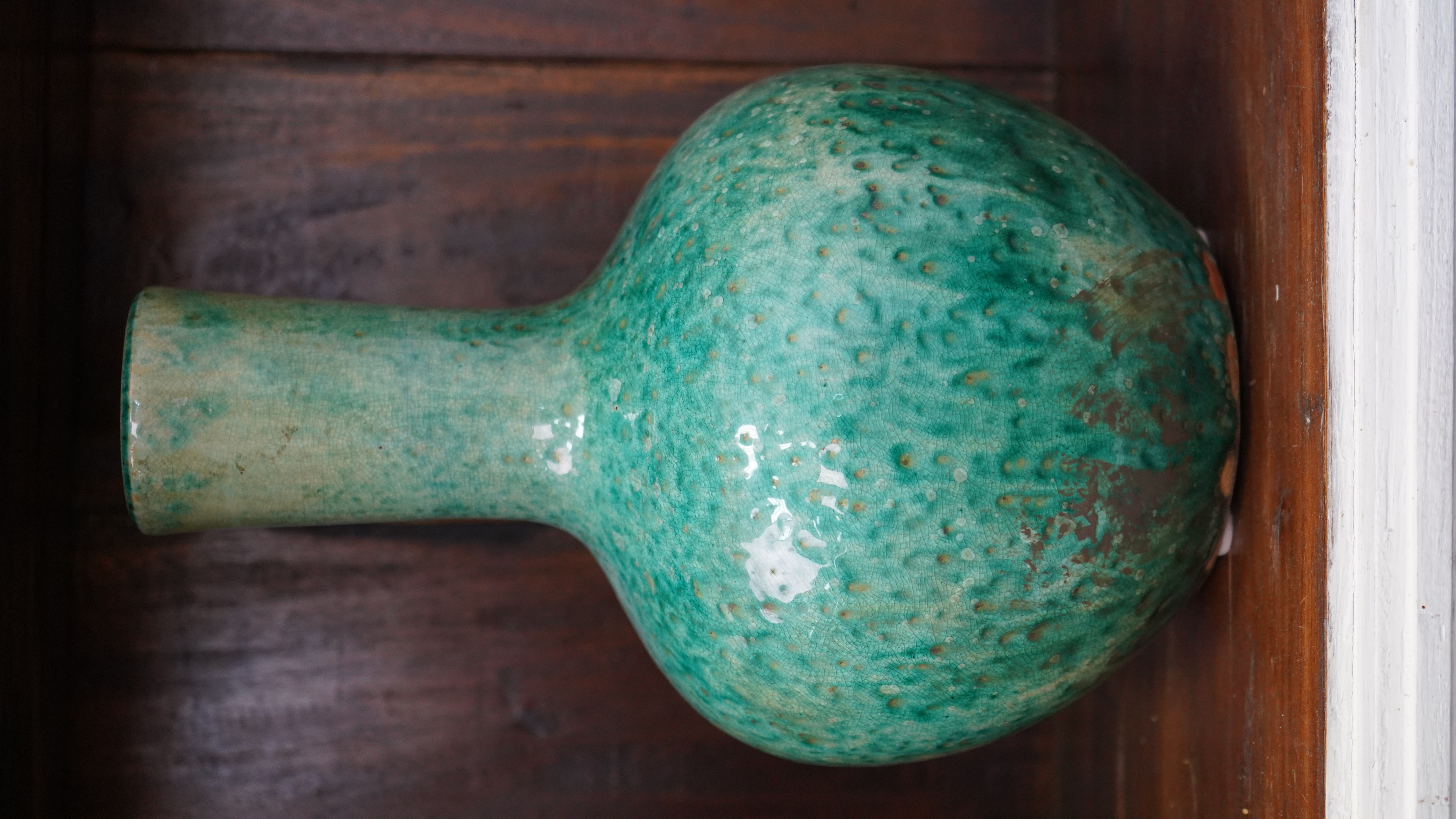 Porzellanvase rund - türkisblaue Glasur