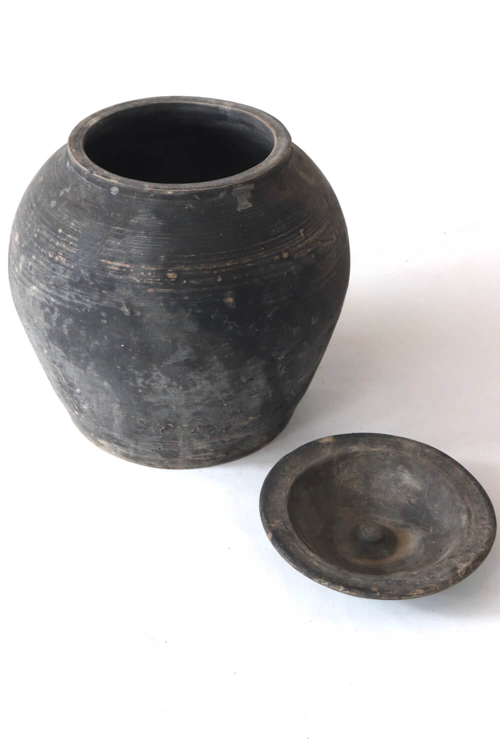 Tontopf mit Deckel grau antik, 18xø19 Tontopf mit Deckel grau antik, 18xø19