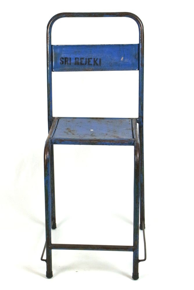 Vintage Gartenstuhl Metall dunkelblau