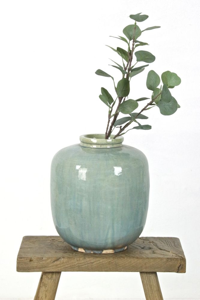 vase, mint, green, china, grün, lasiert, porzellan, porcelain Keramikvase blaugrün China, 31xø27