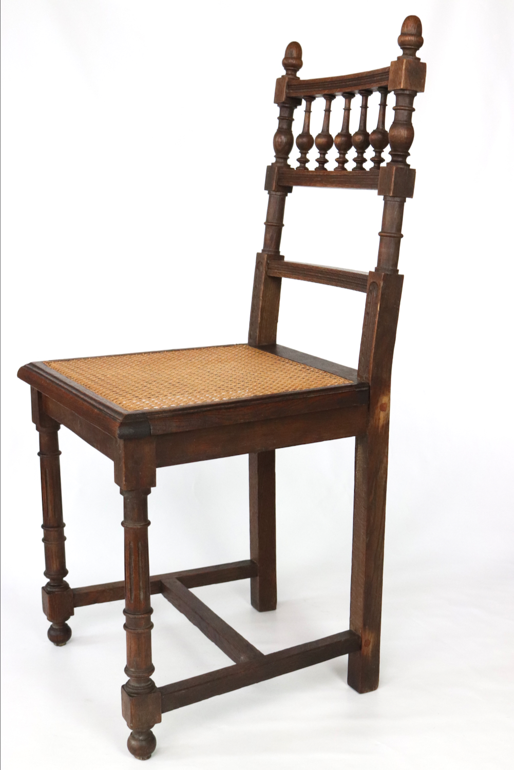 Antique wooden chair with wickerwork