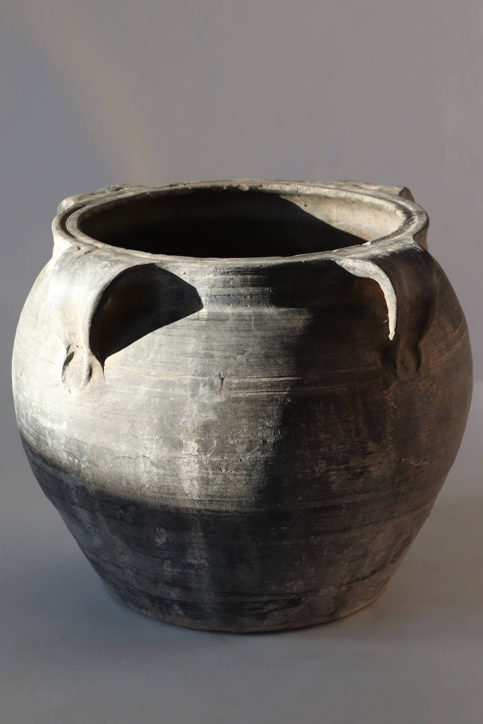 Dunkelgraue Terrakotta Vase antik, 26xø30