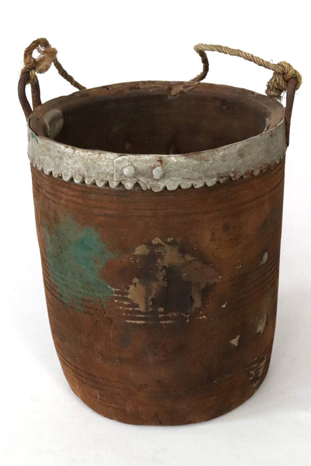 Antique wooden water bucket 