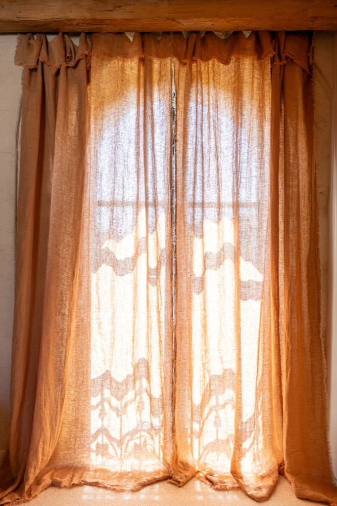 Linen curtain light pink