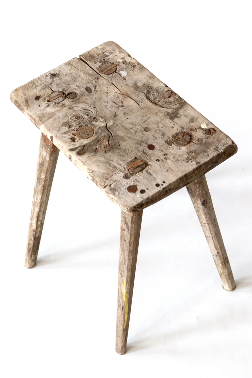 Antique stool natural wood