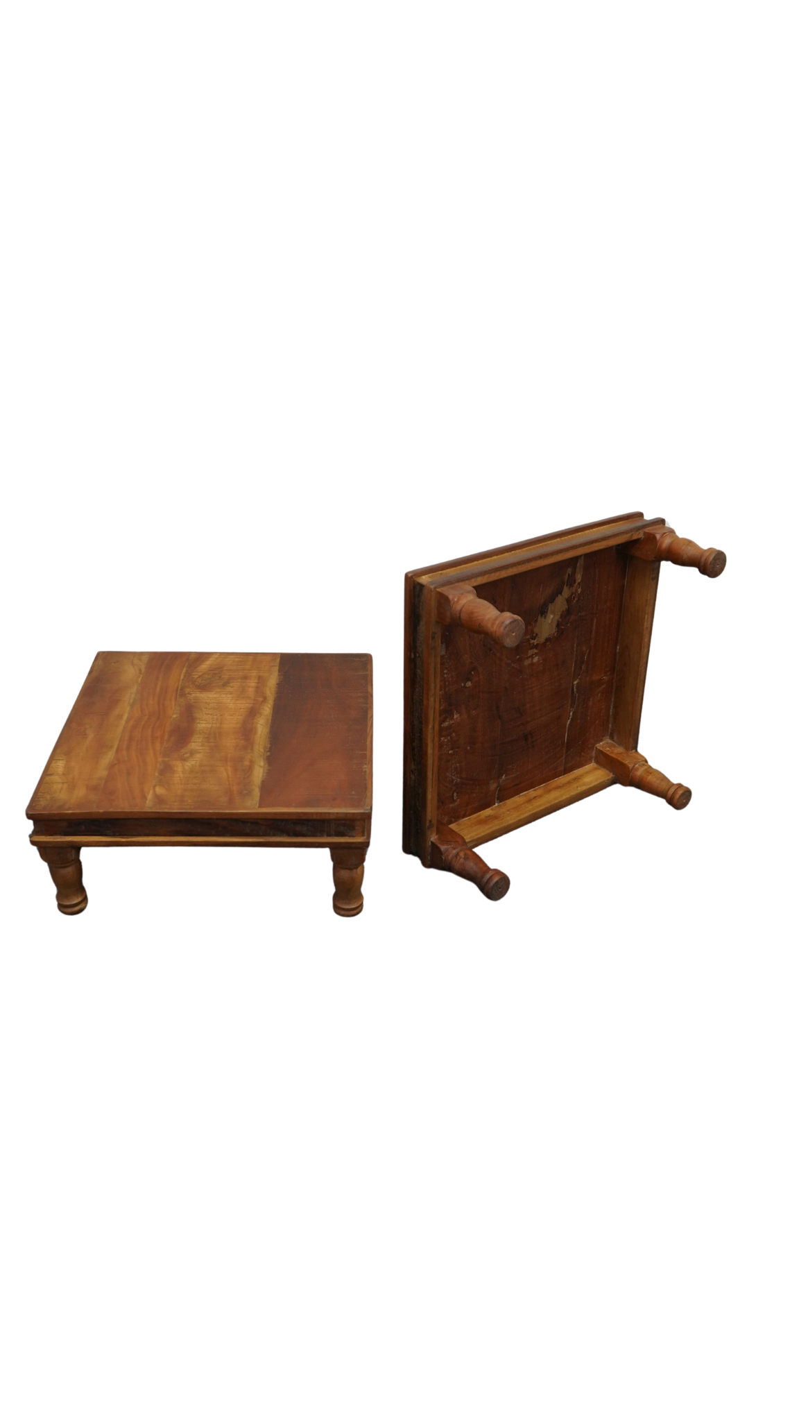 Massivholz Couchtisch mit gedrechselten Beinen – rustikales Vintage Design