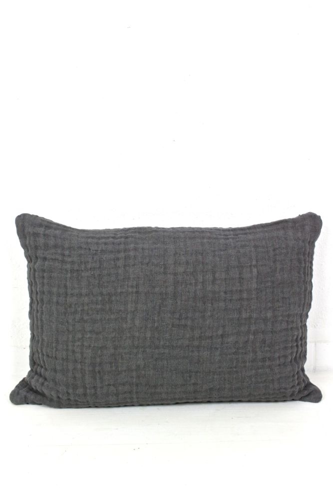 Kissen aus Leinenkrepp dunkelgrau, 40x60 Kissen aus Leinenkrepp dunkelgrau, 40x60
