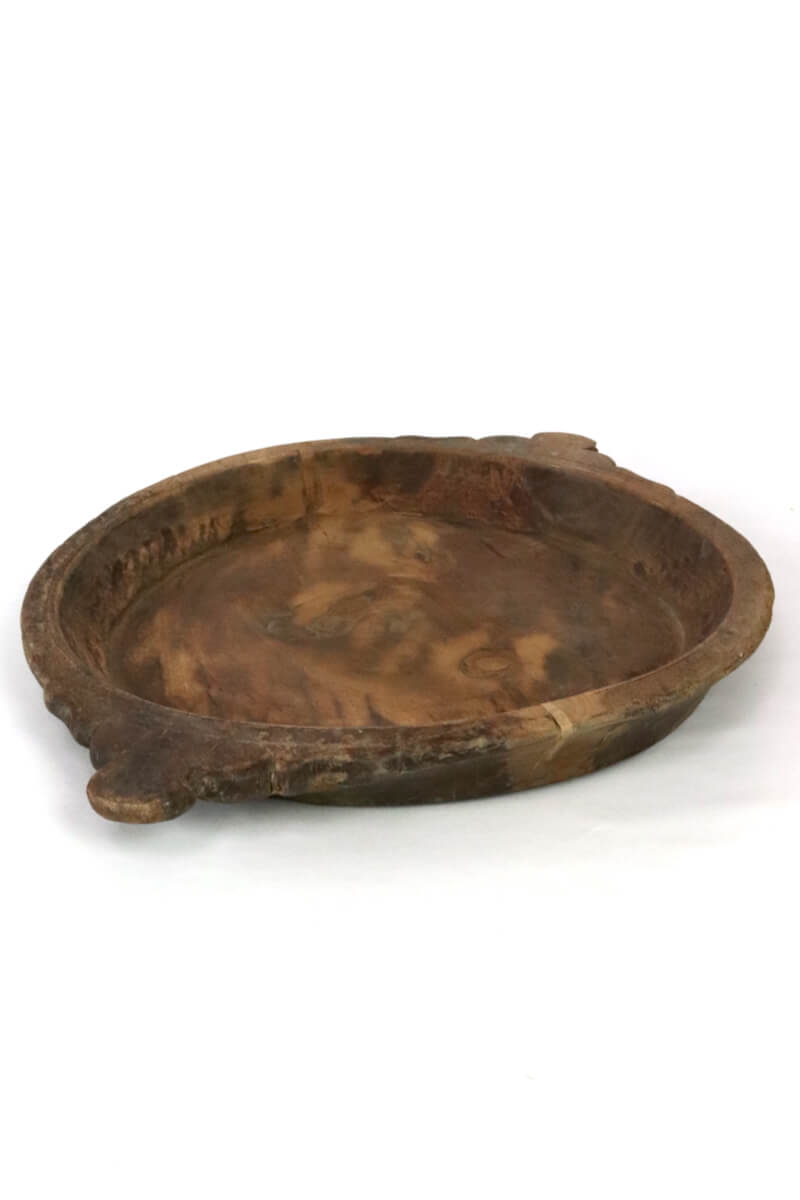 Alte Holzschale mit Ohren Indien Ø 45 cm 