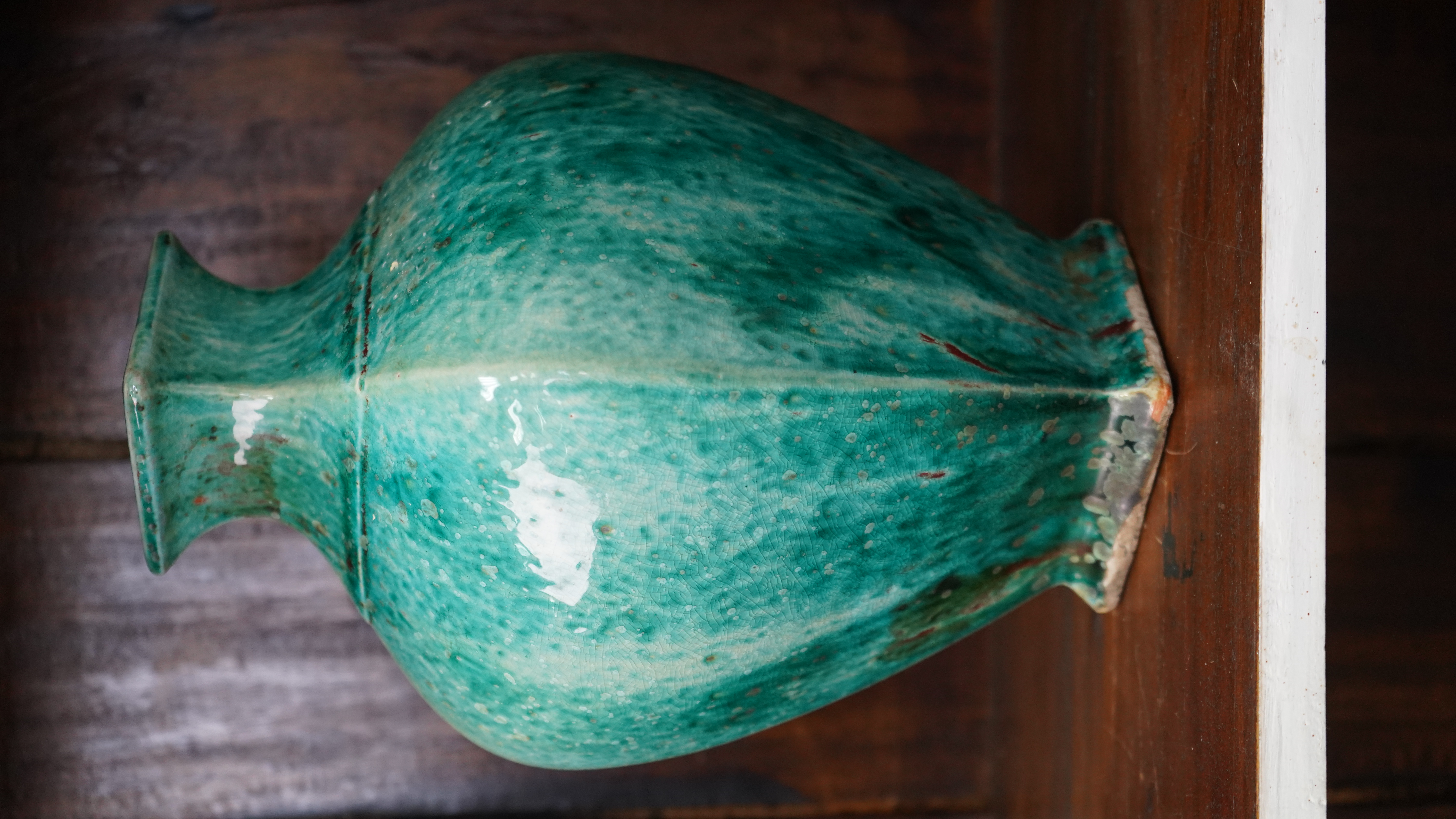 Porzellanvase türkis mit Glasur