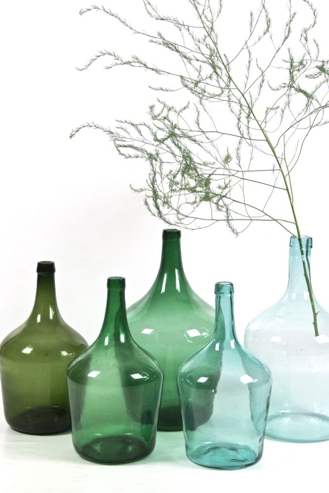 Glasflaschen antik mundgeblasen Alter Weinballon grün, 5L
