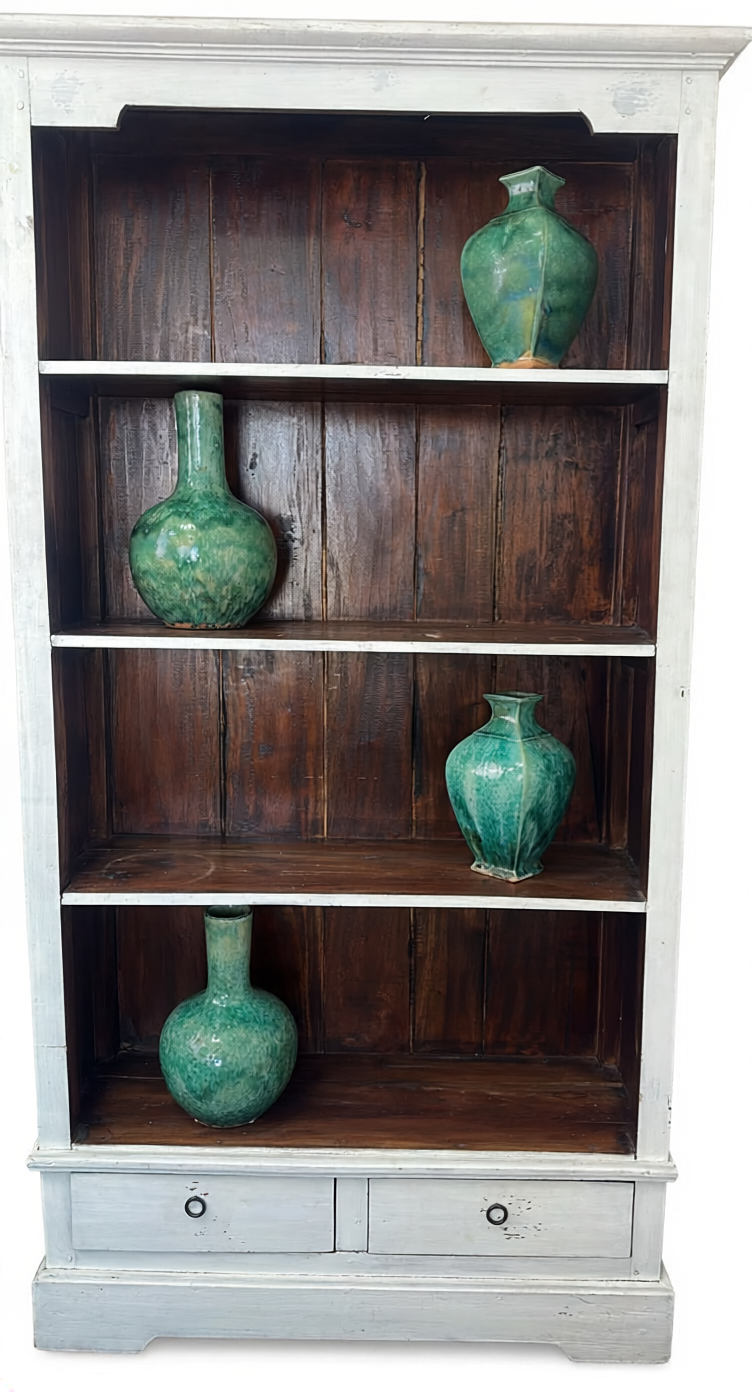 Bücherregal „Valencia“ – Massivholzregal im Landhausstil mit Schubladen