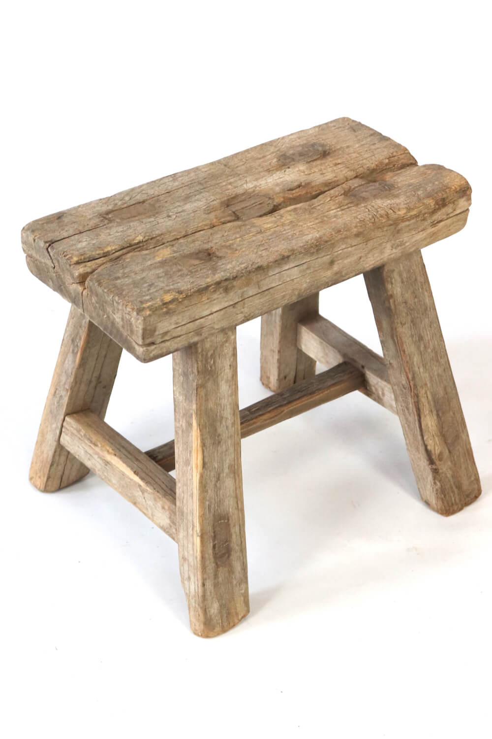 Chinese traditional wooden stool, handmade rustic pieces for 2024 home decoration