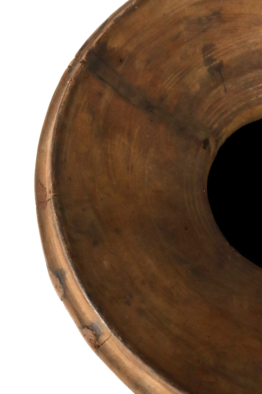 Großer Nepal Pott aus Holz antik 40xø31