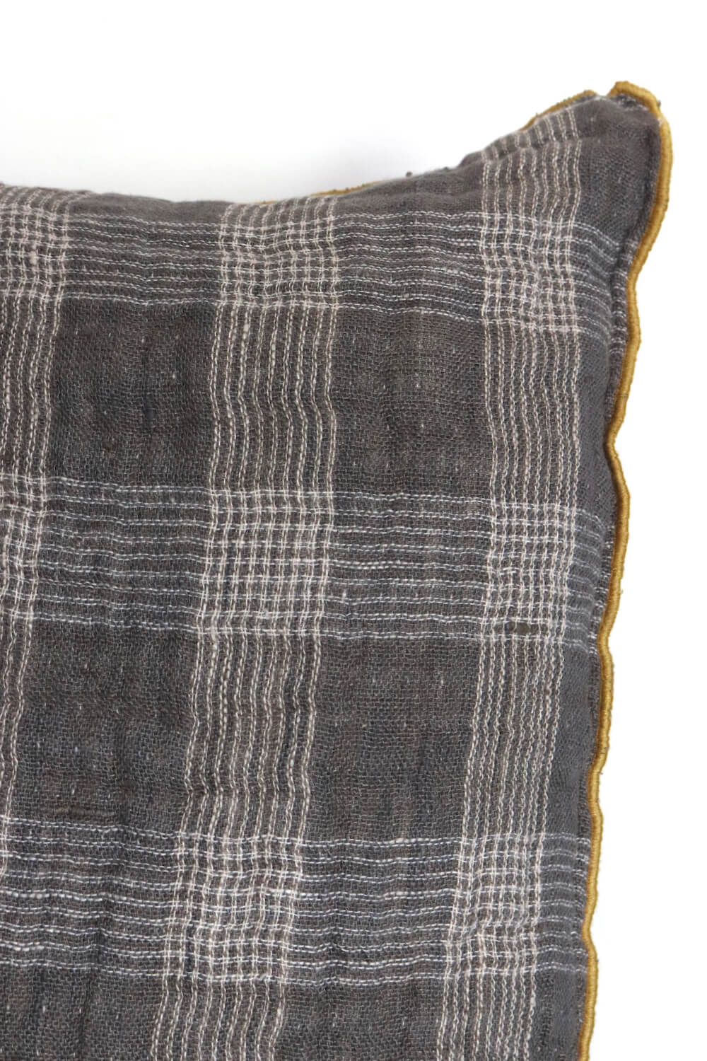 Linen cushion grey chequered, 60x40