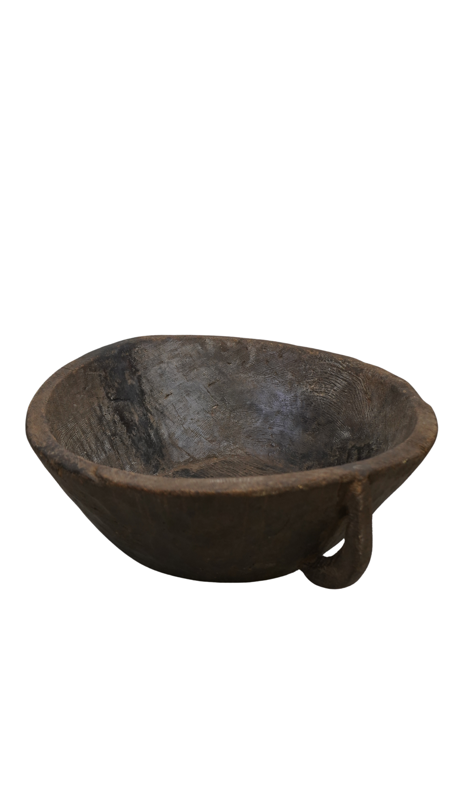 Große Vintage-Holzschale TERRA mit seitlichem Griff – 50 cm