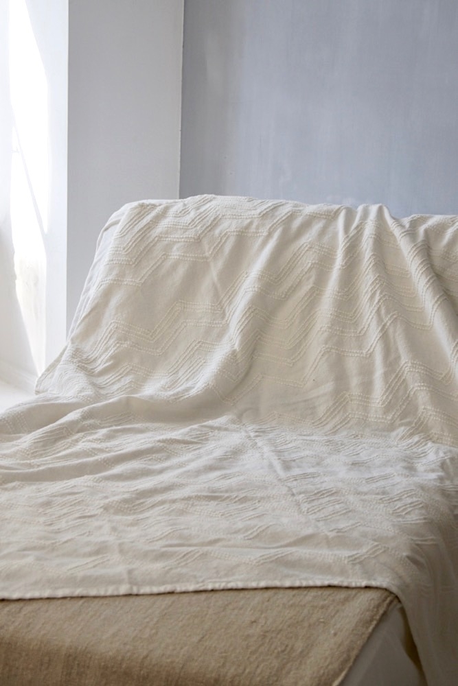 boho ecke weiss mit fransen, white fringe blanket Fransenplaid off-white, 150x125