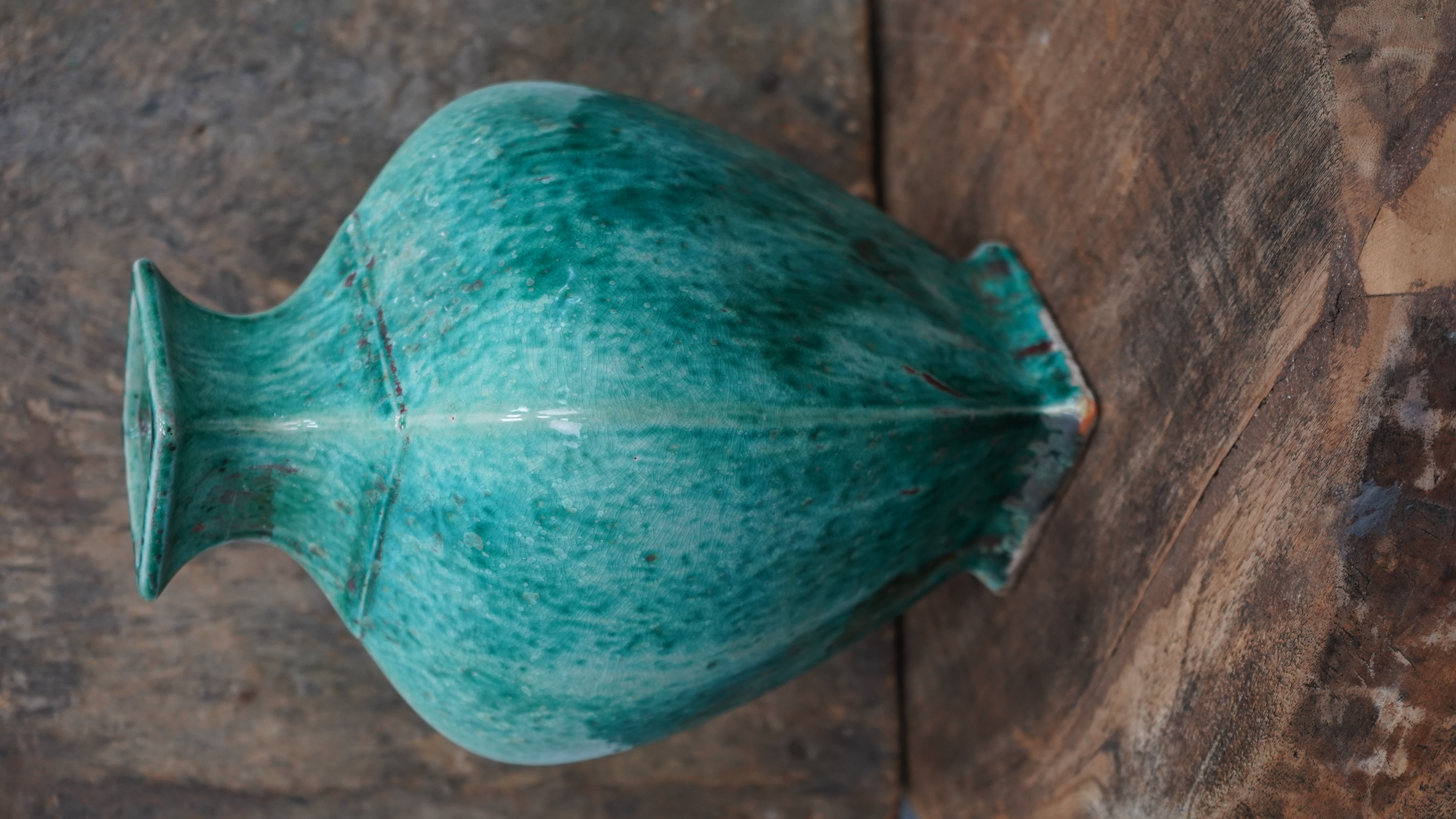 Porzellanvase türkis mit Glasur