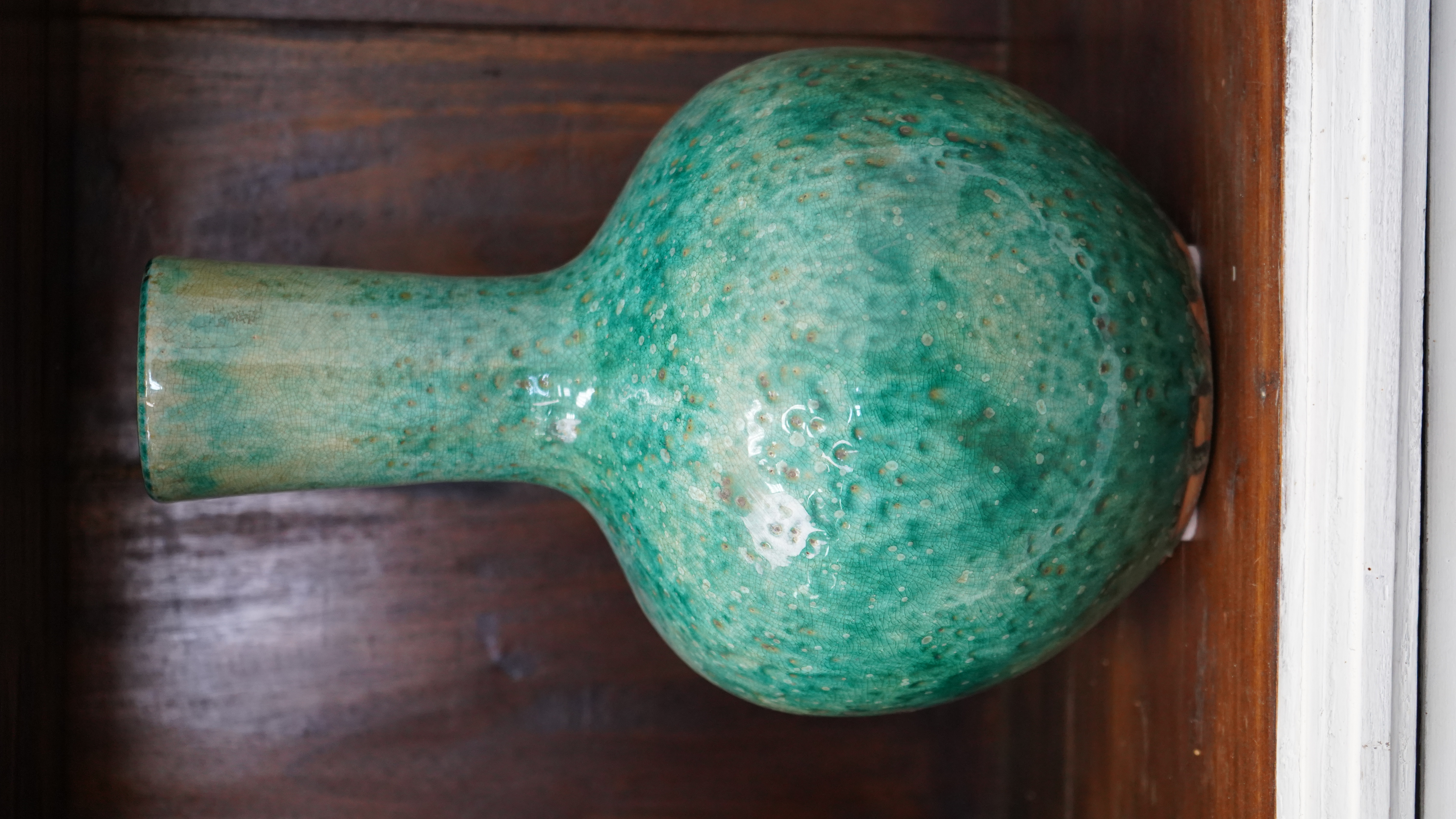 Porzellanvase rund - türkisblaue Glasur