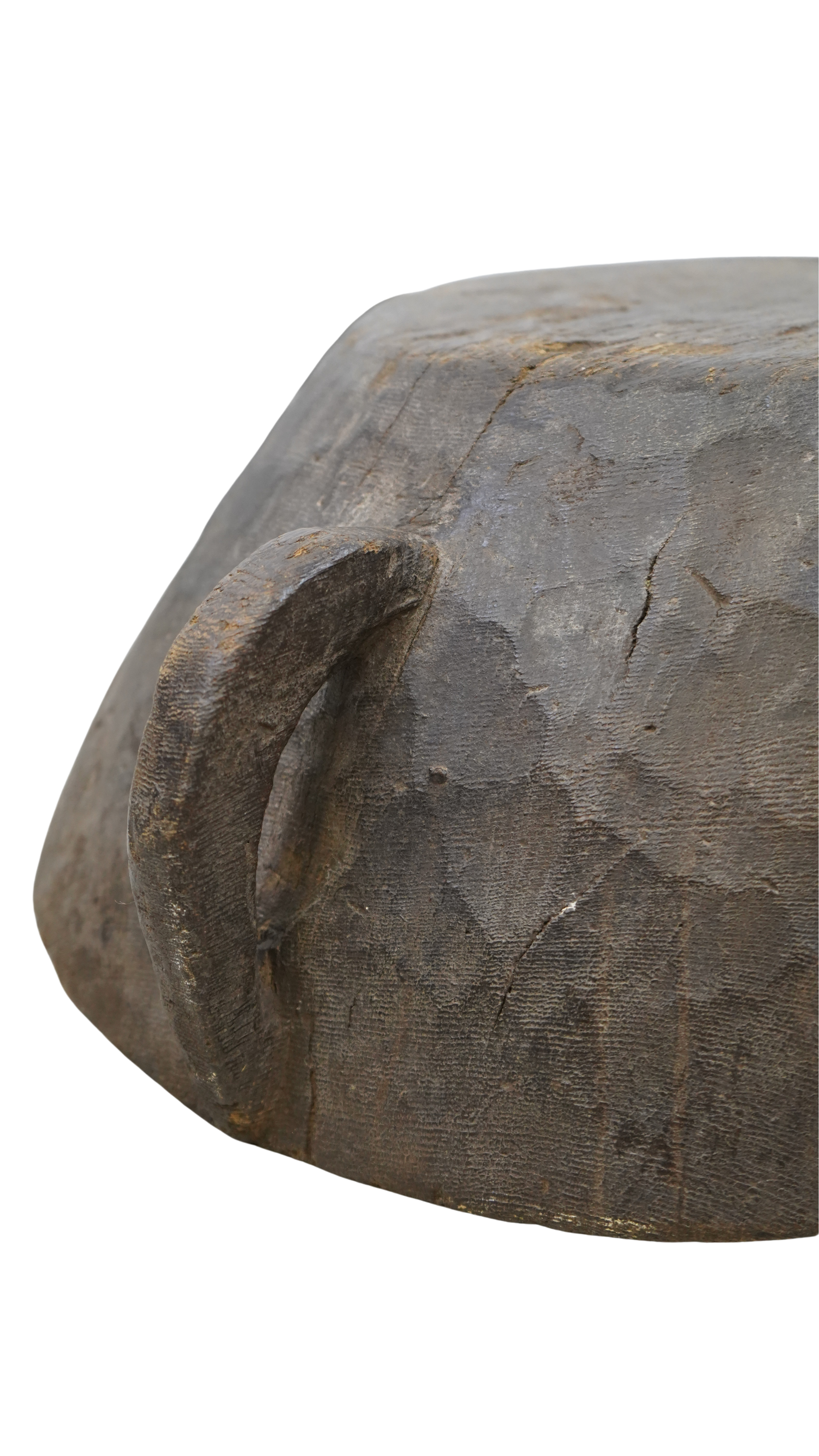 Große Vintage-Holzschale TERRA mit seitlichem Griff – 50 cm
