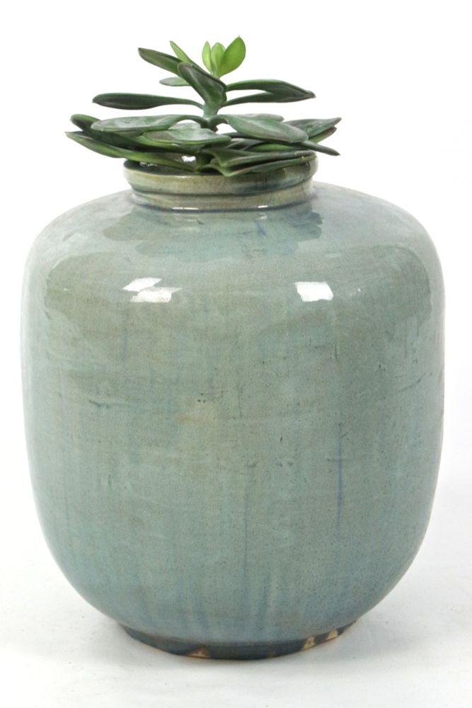 Keramikvase blaugrün China, 31xø27