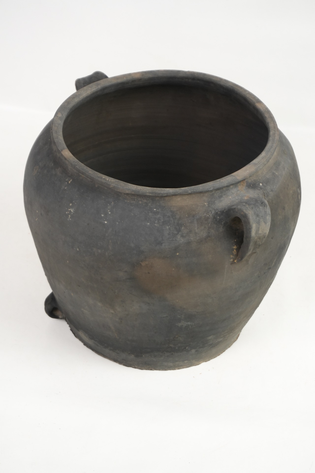 alter Terrakotta Topf grau, China 28xø34