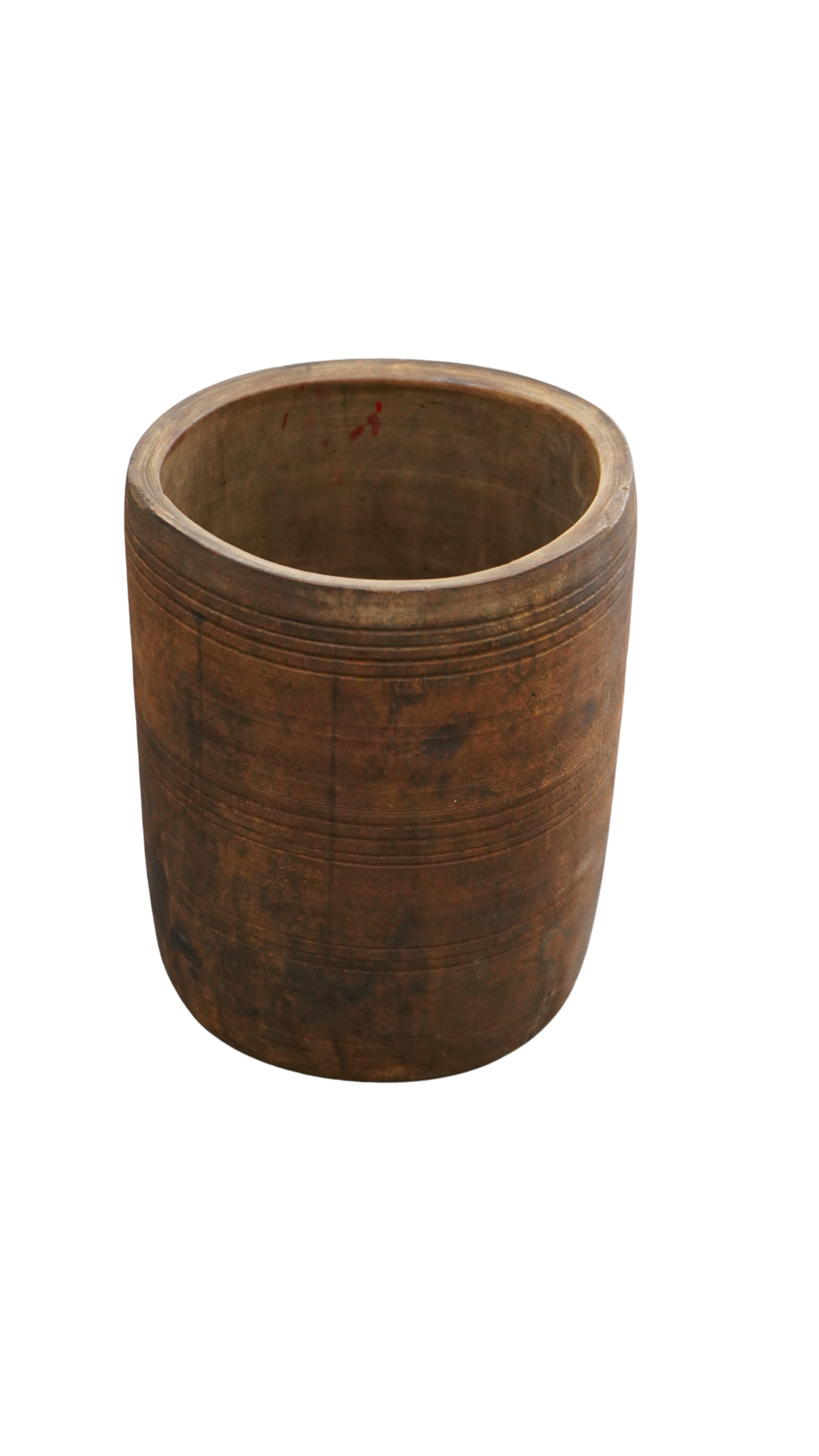 derbe Holzvase mit toller Patina