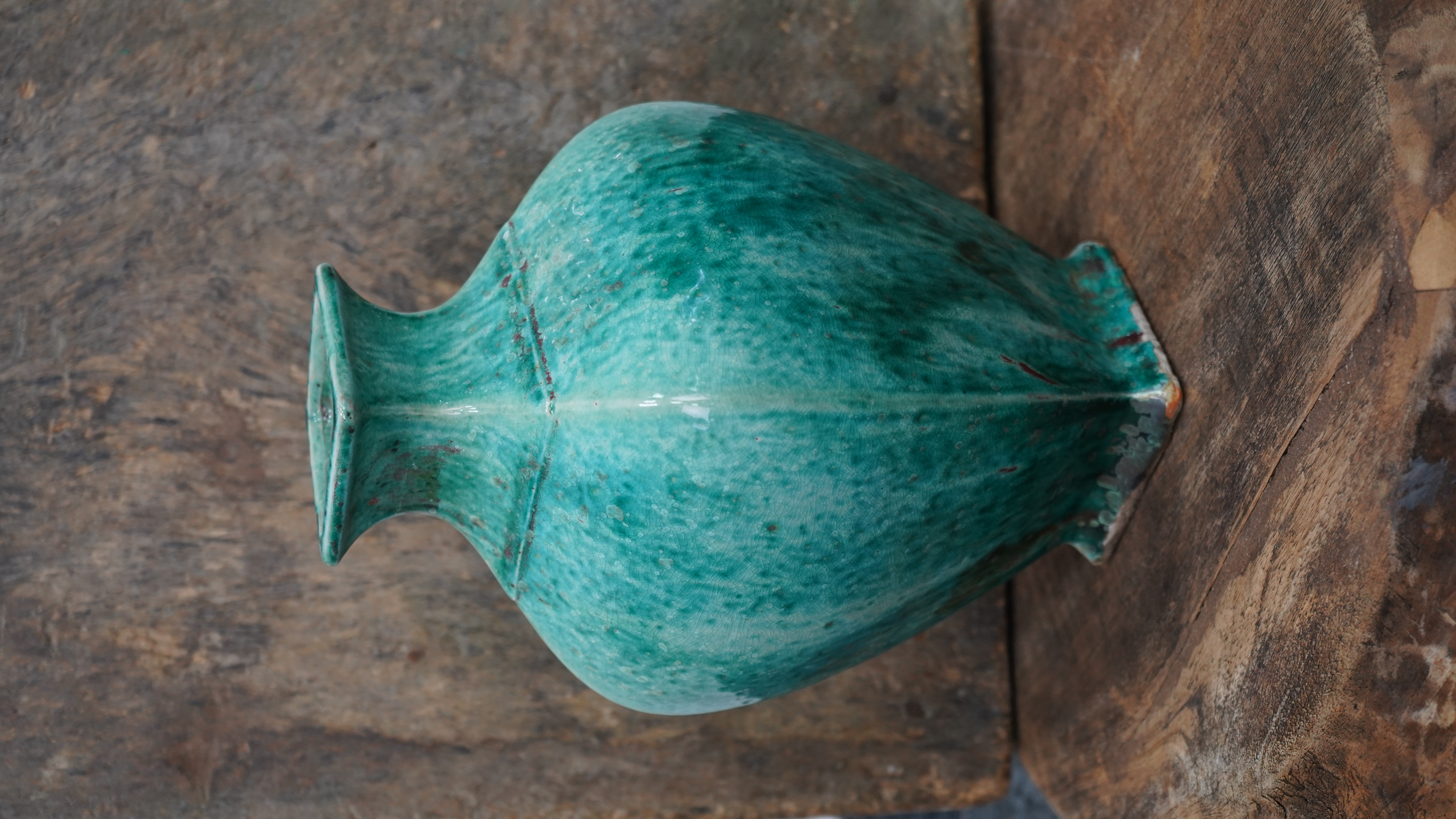 Porzellanvase türkis mit Glasur