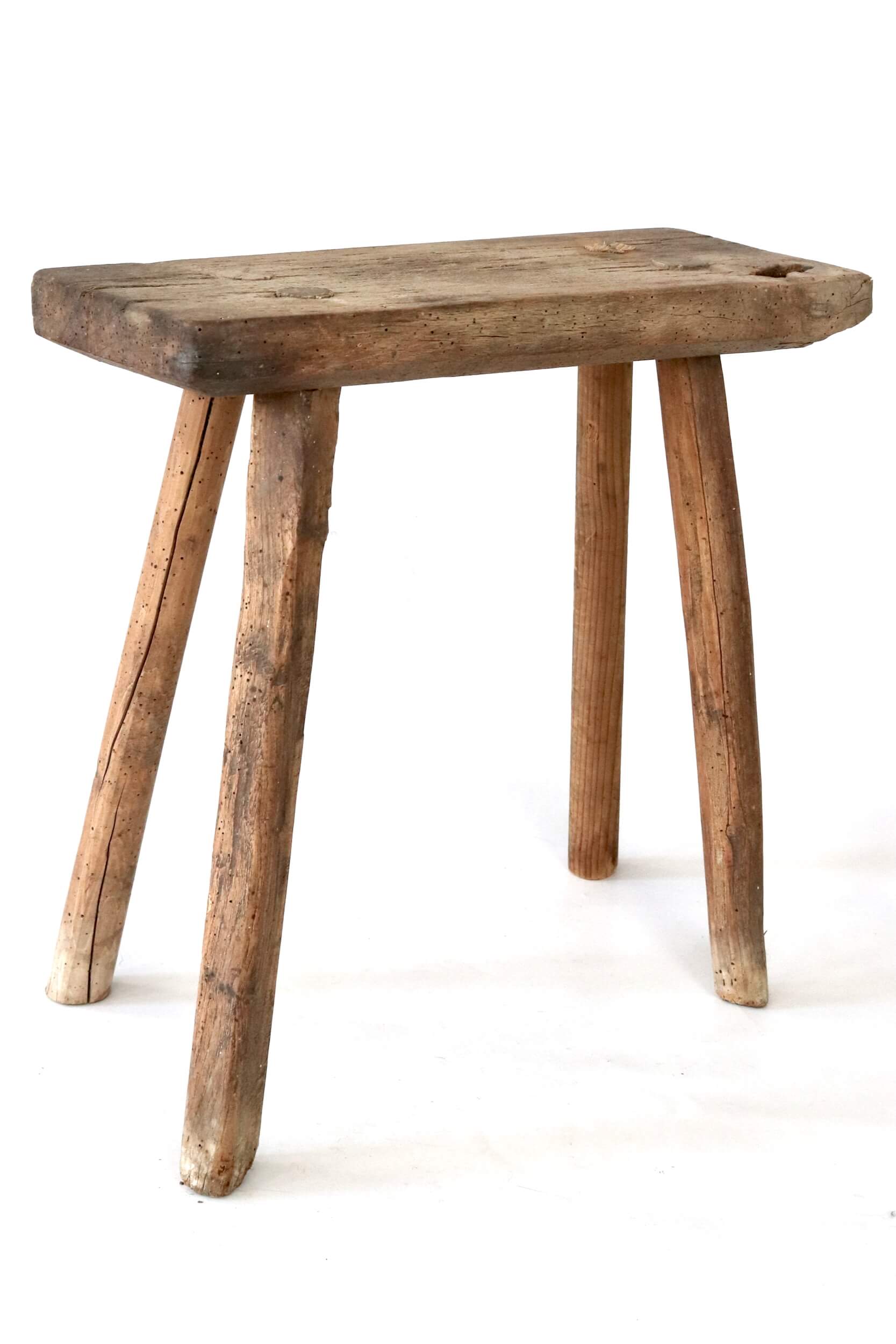 Antique wooden farmhouse stool 