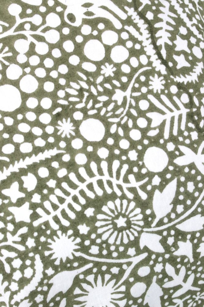 back Boho Kissen weiß olivgrün, 40x60