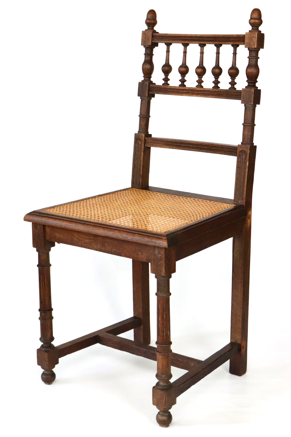 Antique wooden chair with wickerwork