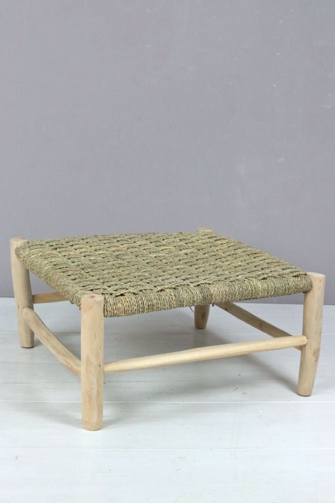 marokkanischer hocker mit palmgrasgeflecht Großer niedriger Hocker mit Geflecht, 30x60x60