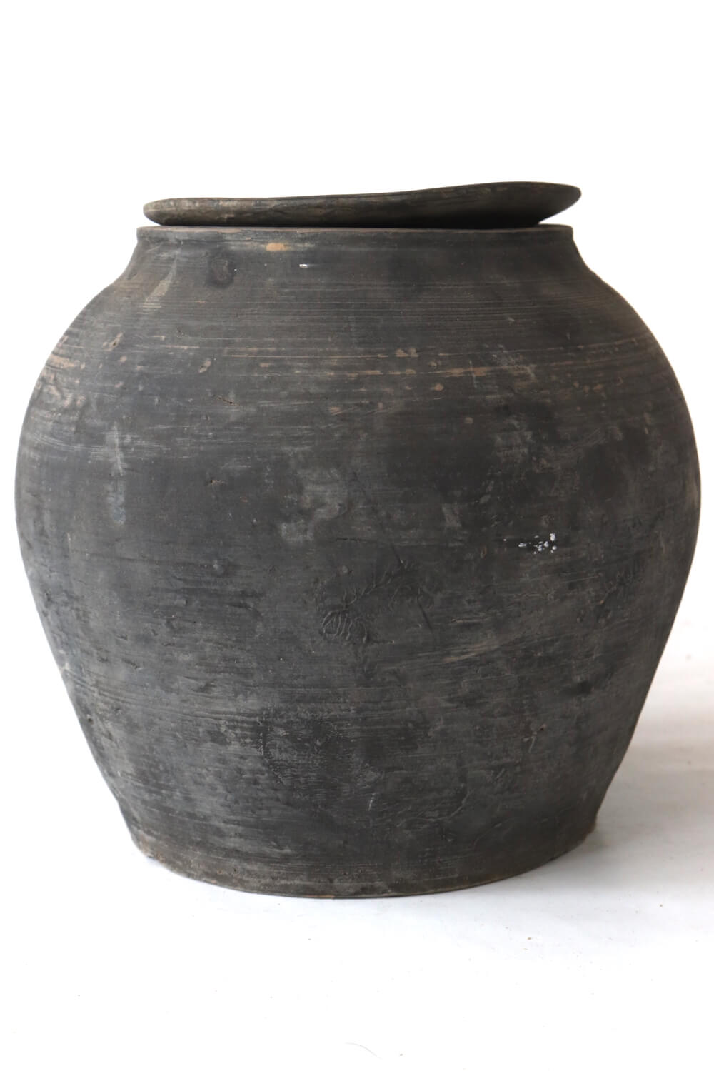 Tontopf mit Deckel grau antik, 18xø19 Tontopf mit Deckel grau antik, 18xø19