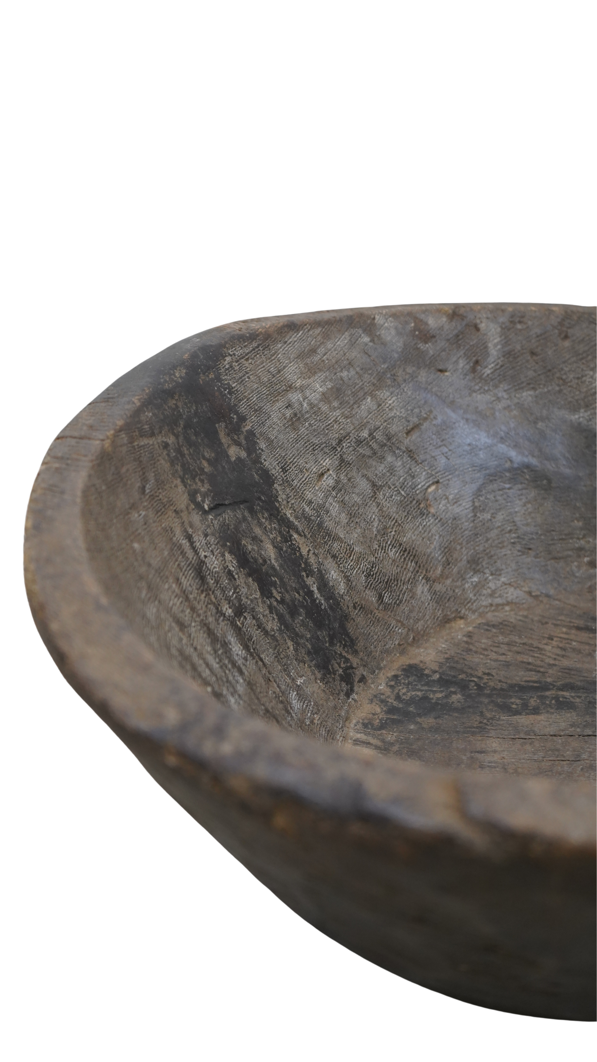 Große Vintage-Holzschale TERRA mit seitlichem Griff – 50 cm
