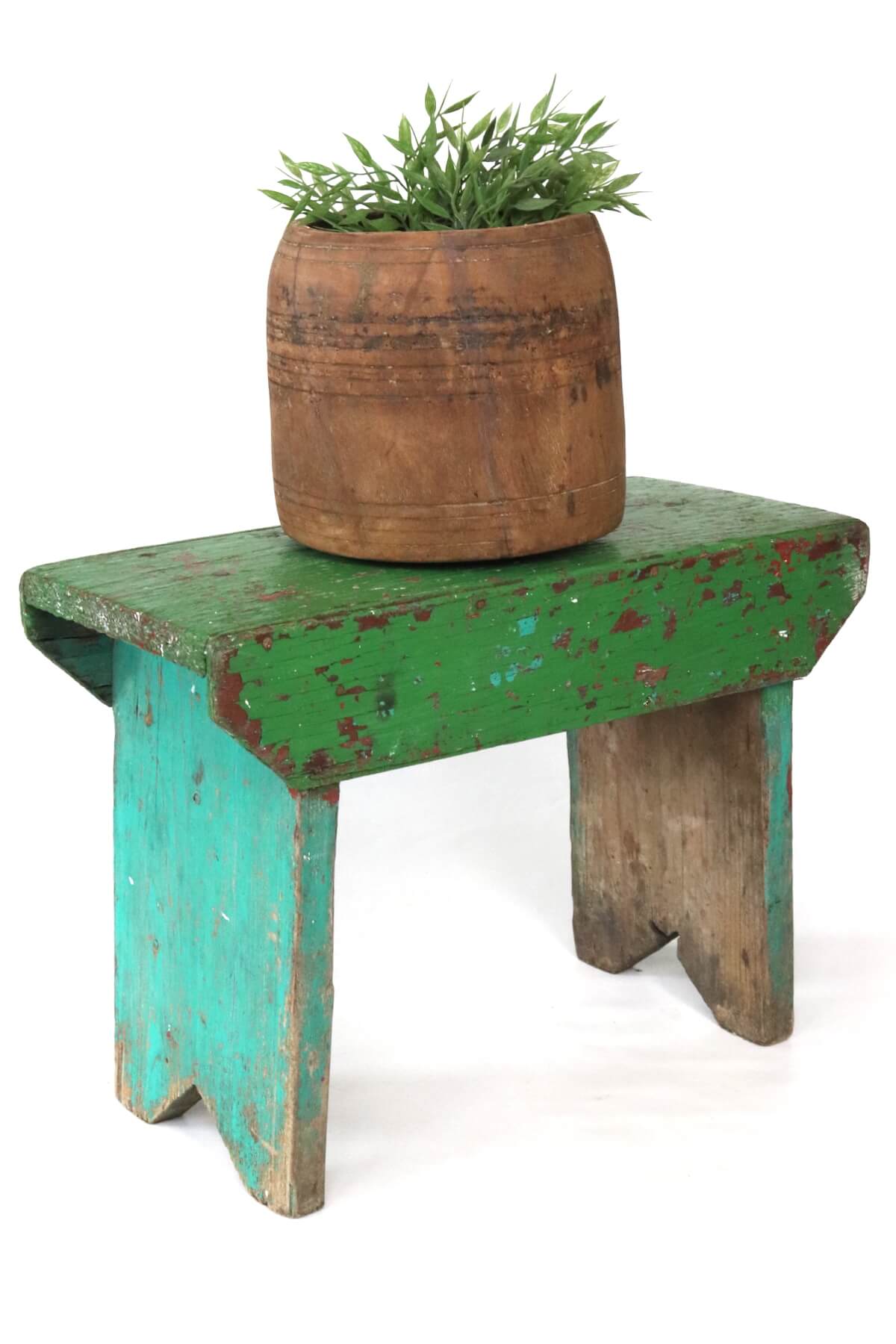 Antique wooden stool green