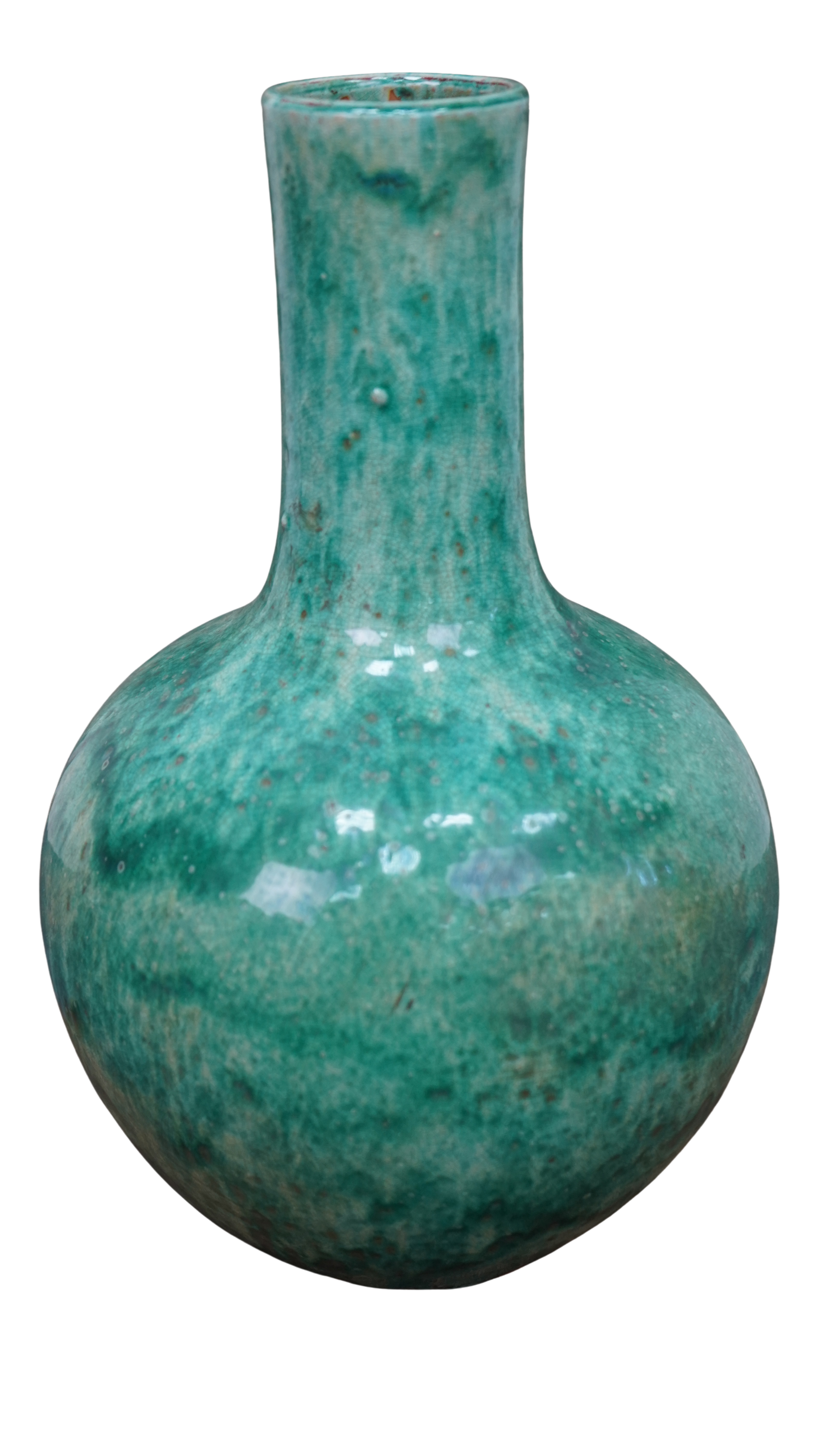 runde Porzellanvase mit Glasur türkisblau