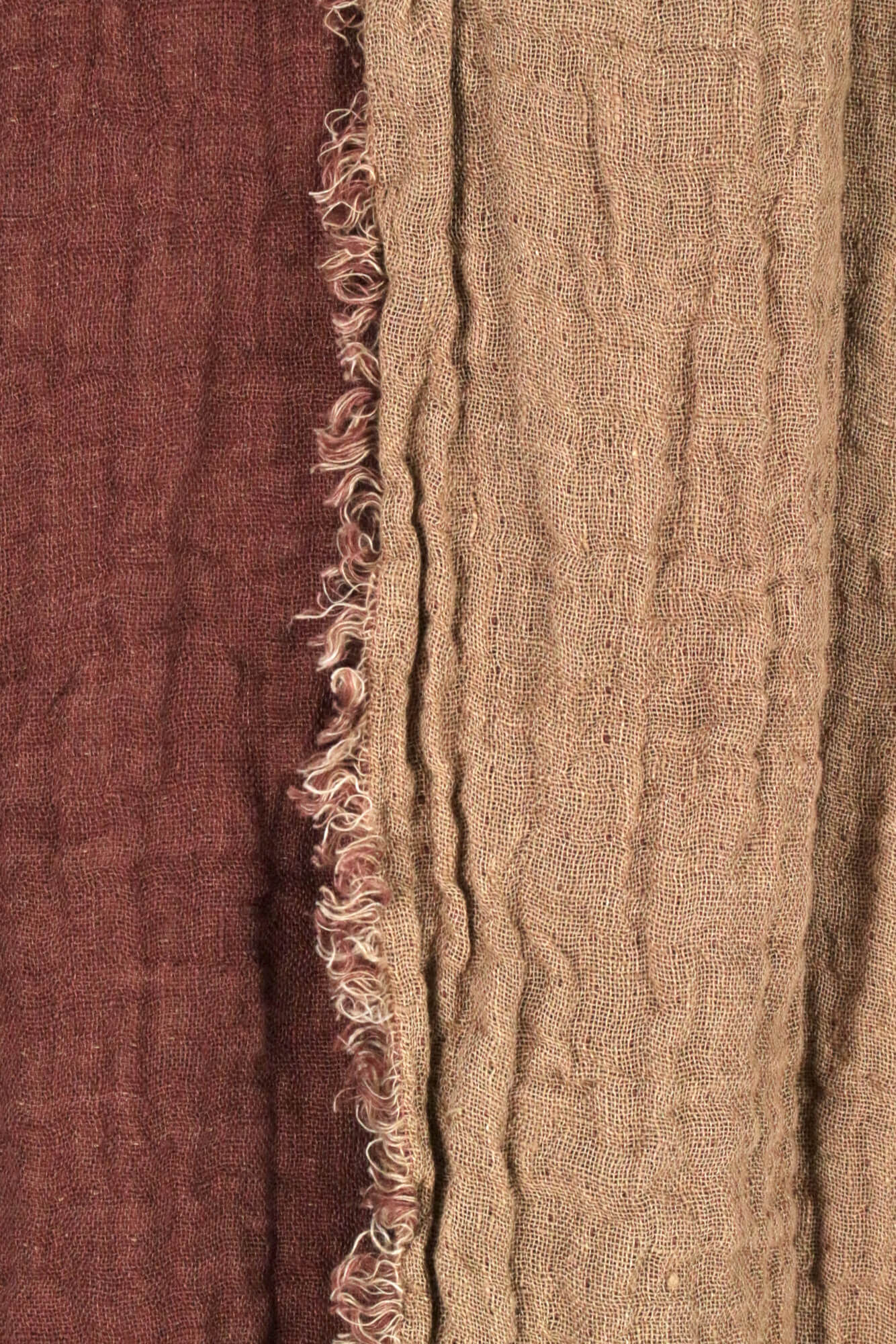 Decke aus gewaschenem Leinen rostrot und Zimt