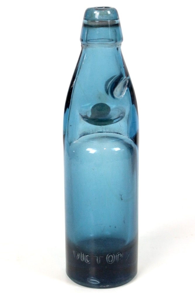 Knickerflasche blau, alte sodaflasche blau Alte Knickerflasche, Indonesien