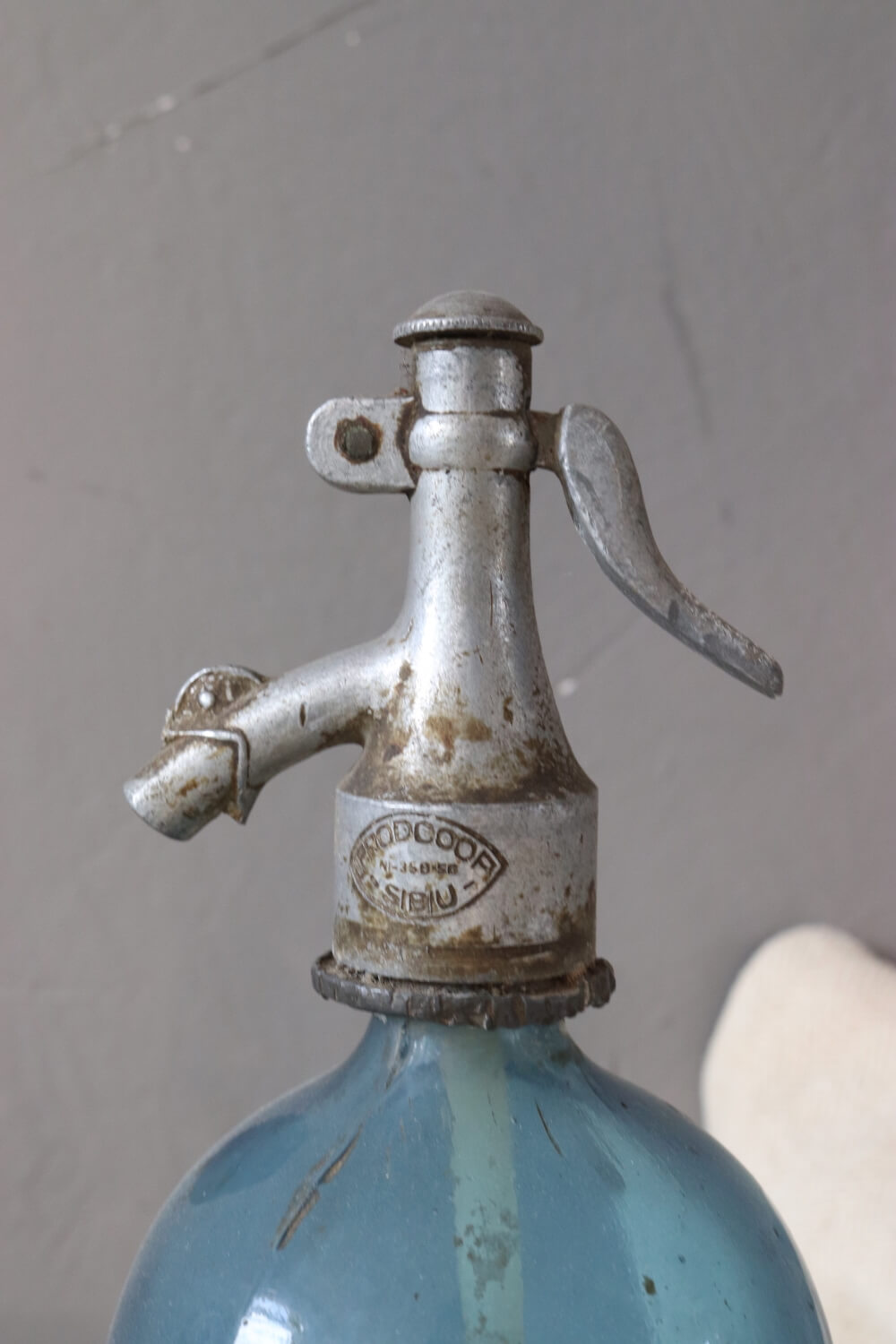 Siphonflasche antik blau 