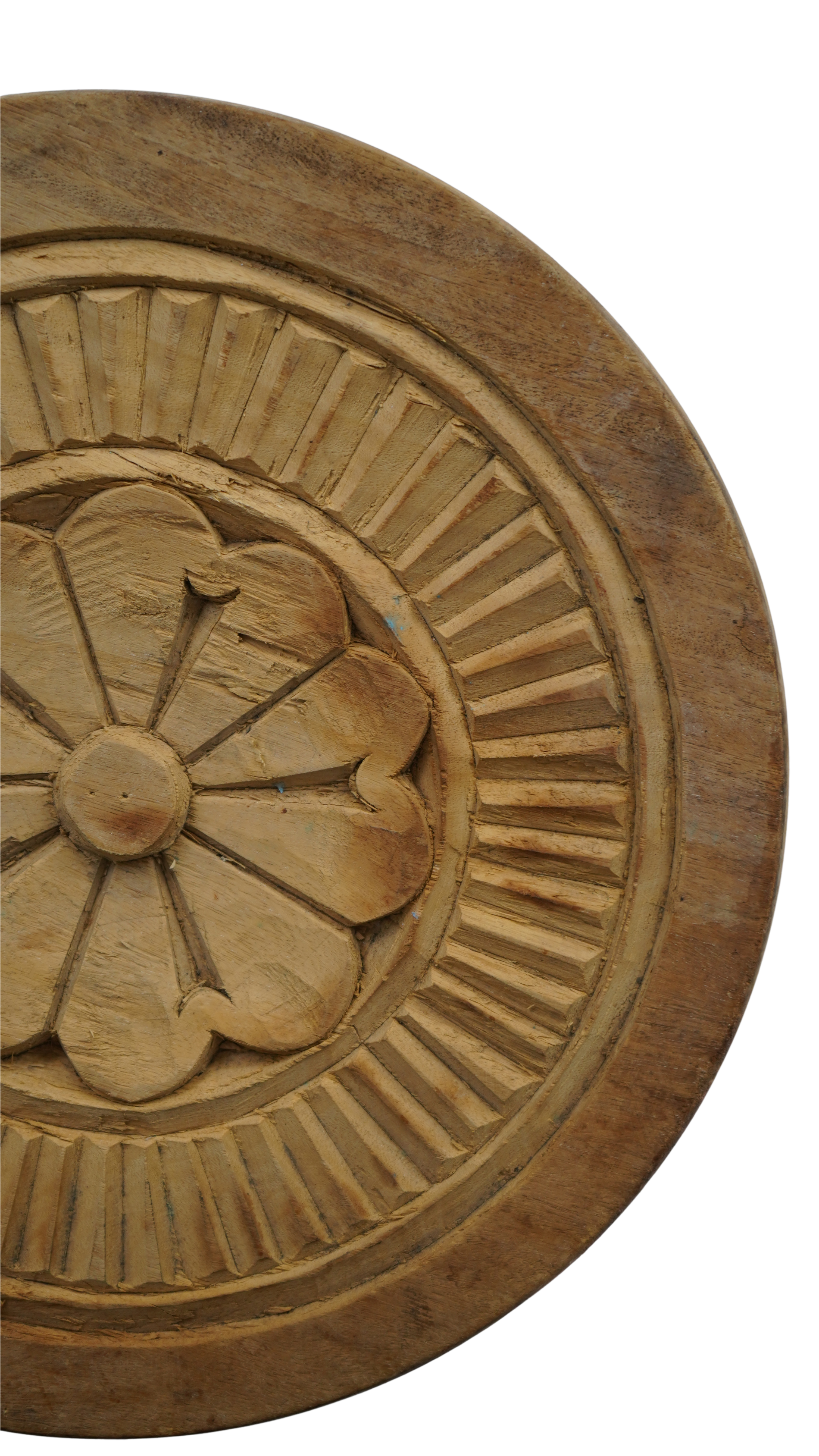 Antike Holzrosette auf Standfuß