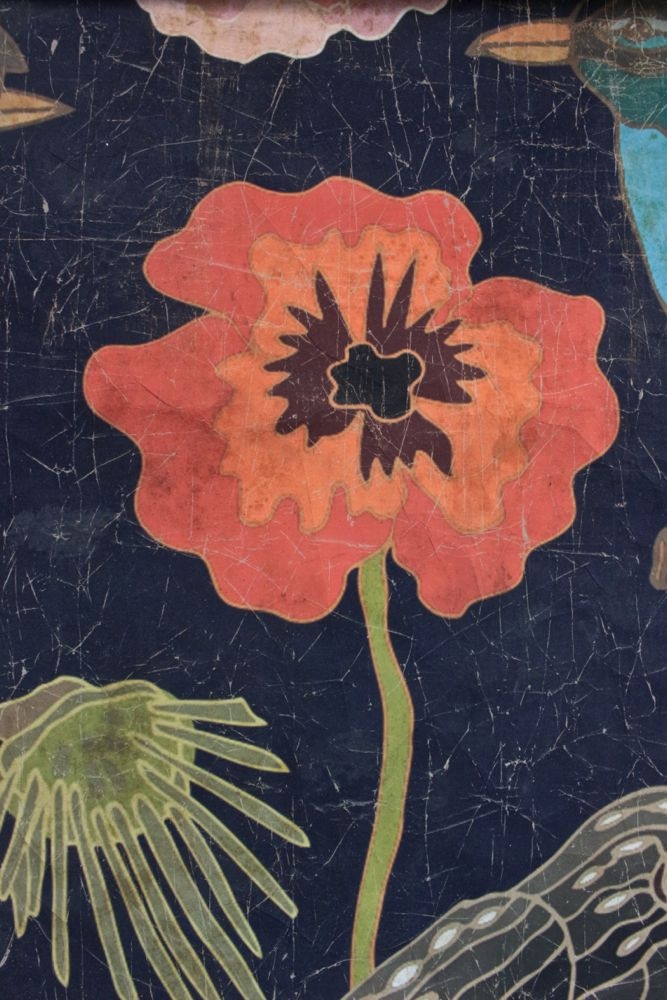 Tapetenbild Blumen und Vögel, 120x120
