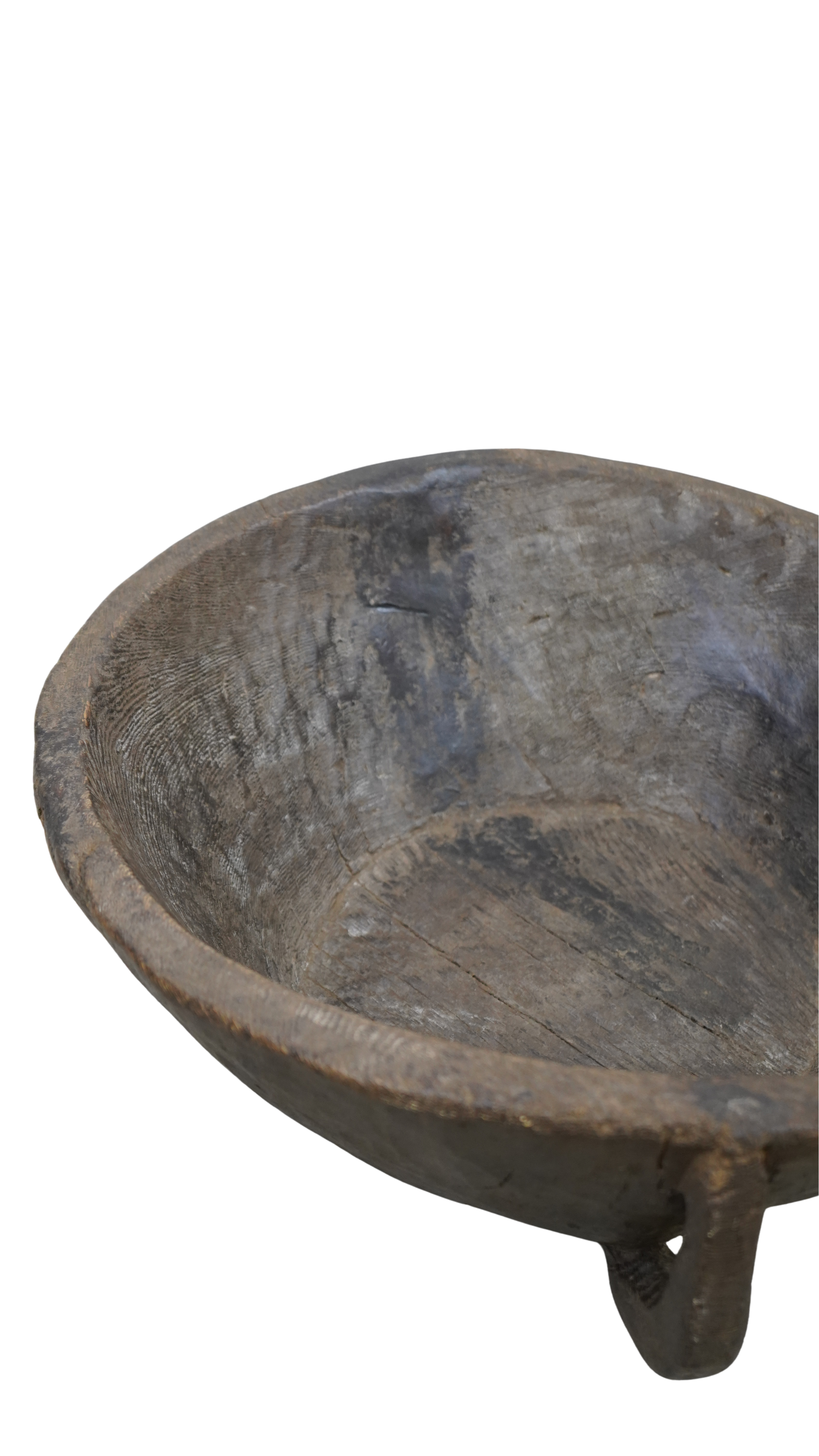Große Vintage-Holzschale TERRA mit seitlichem Griff – 50 cm